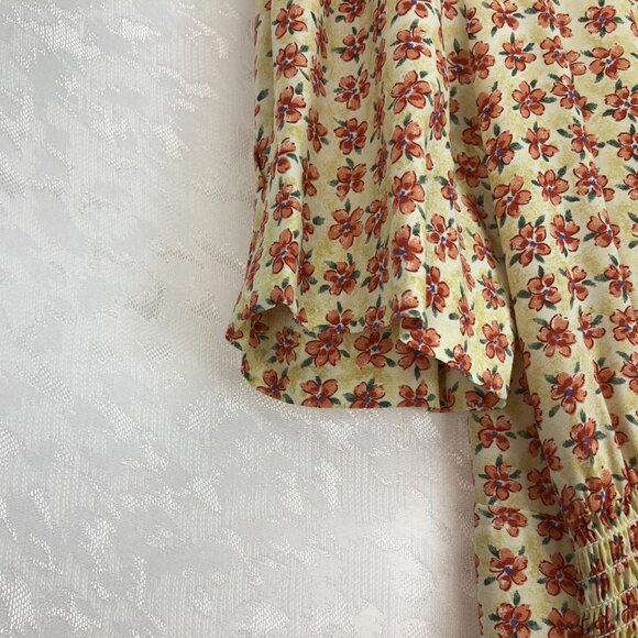 Karin Stevens Vintage 100% Rayon Floral Midi Dress Cottagecore Cream&Orange Sz 6 - Picture 8 of 15